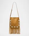 Valentino Nellcote Studded Fringe Suede Crossbody Bag In Brown