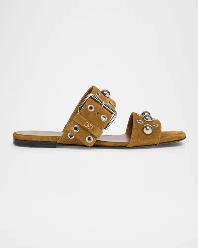 Valentino Garavani Nellcote Studded Suede Flat Sandals