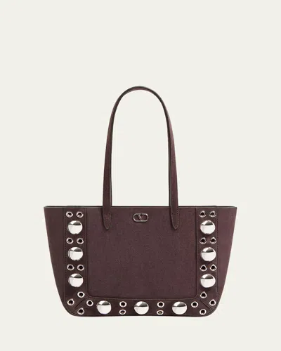 Valentino Garavani Nellcote Studded Suede Mini Tote Bag In Testa Di Moro