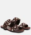 Valentino Nellcote Studded Suede Sandals In Brown