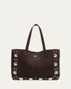 Valentino Nellcote Studded Suede Tote Bag In Brown