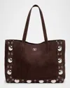 Valentino Nellcote Studded Suede Tote Bag In Testa Di Moro