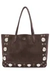 Valentino Suede Shoulder Bag With Maxi Metal Studs In Dark Brown