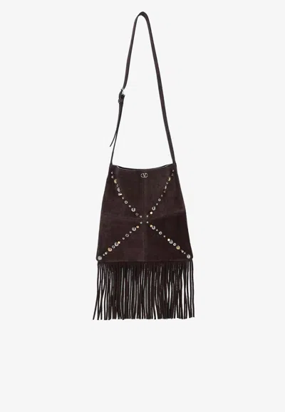 Valentino Garavani Nellcôte Suede Crossbody Bag In Brown