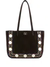 Valentino Nellcôte Suede Embellished Tote Bag In Brown