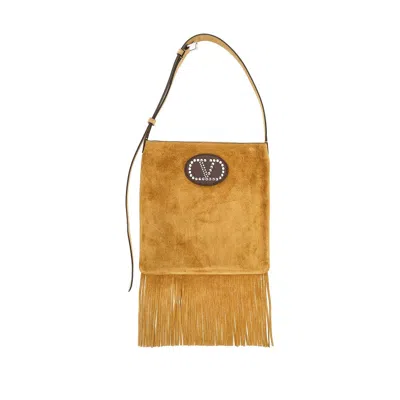 Valentino Garavani 'nellcôte' Suede Leather Shoulder Bag In Beige