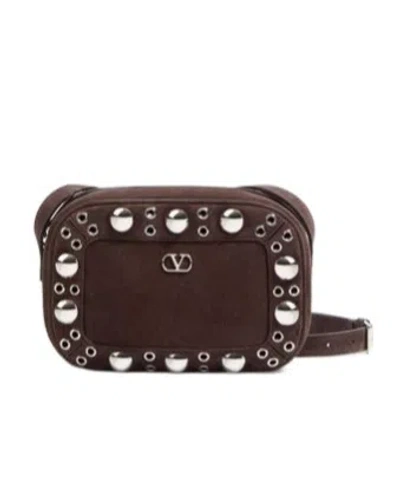 Valentino Garavani Nellcôte Suede Shoulder Bag In Brown