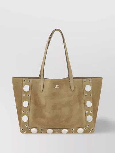 Valentino Garavani Valentino Nellcote Suede Tote In Green