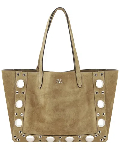 Valentino Garavani Valentino Nellcote Suede Tote In Sand