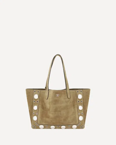 Valentino Garavani Valentino Nellcote Suede Tote In Green