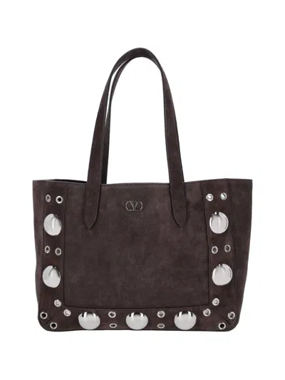 Valentino Garavani Brown Nellcote Large Suede Shopping Bag