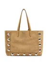 Valentino Nellcote Large Suede Leather Tote In Neutrals