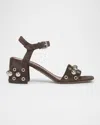 Valentino Nellcote Vlogo Stud Leather Ankle-strap Sandals