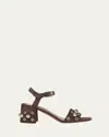 Valentino Nellcote Vlogo Stud Leather Ankle-strap Sandals
