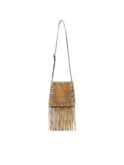 Valentino Garavani Nellcôte Vlogo Suede Bag With Studs In Brown