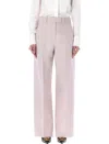 VALENTINO NEMO ROSE WOOL AND SILK HIGH WAIST WIDE-LEG TROUSERS FOR WOMEN