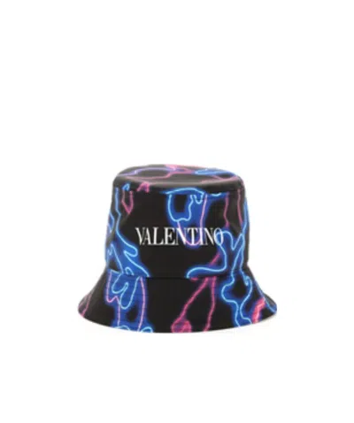 Valentino Garavani Valentino Neon Camouflage Bucket Hat In Blue