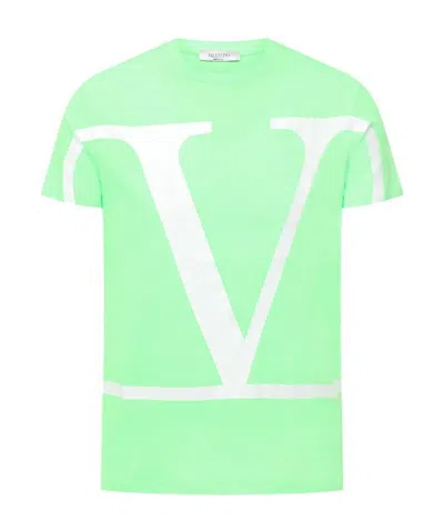 Valentino Neon Signature Vlogo T-shirt In Green
