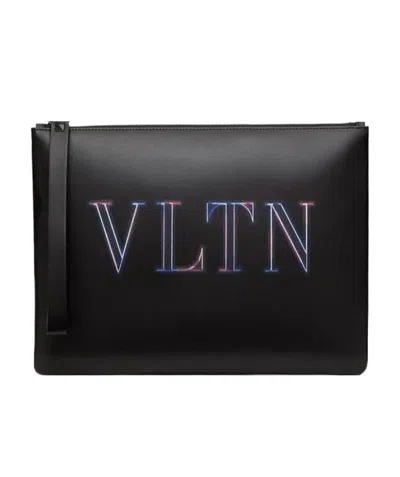 Valentino Garavani Neon Vltn  Clutch In Black