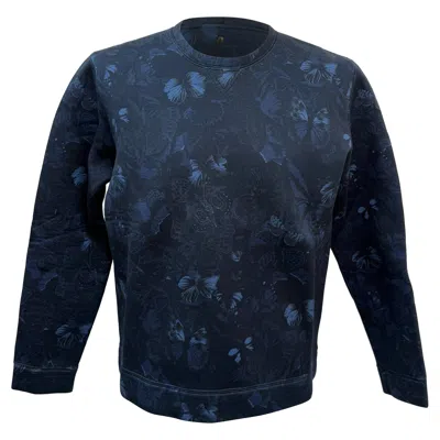 Valentino Neoprene Butterfly Sweatshirt In Navy Blue Cotton
