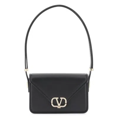 Valentino Garavani Valentino Nero Leather Small Logo Letter Shoulder Bag