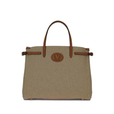 Valentino Garavani Neutral  Brown Tote Bags