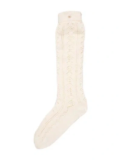 Pre-owned Valentino Neutral Cotton Socks In Neutrals