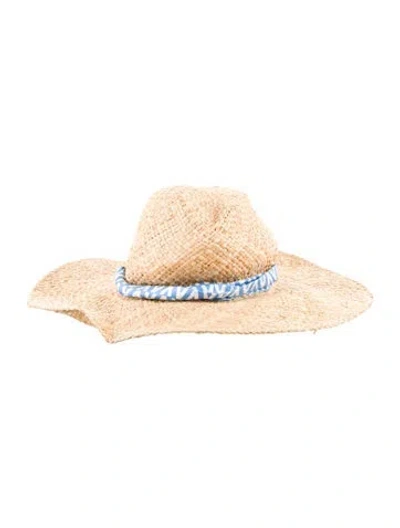 Pre-owned Valentino Garavani Neutral Pattern Printed Woven Straw Sun Hat