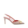 Valentino Womens Blush Vlogo 80 Pointed-toe Leather Slingback Courts