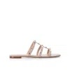 Valentino Garavani Women Rockstud Leather Flat Sandals In Neutral