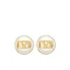 Valentino Signature Pearl Earrings Gold Hardware In Gold