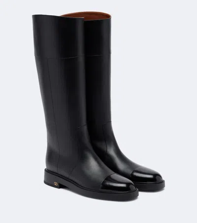 Valentino Garavani New Boot Leather Knee-high Boots In Black