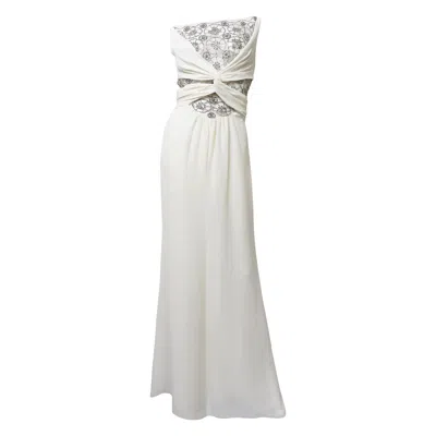 Pre-owned Valentino New Cut Out Silk Gown Ss 2001 In Gray