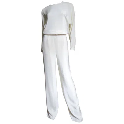 Pre-owned Valentino New Off White Silk Jumpsuit With Open Back