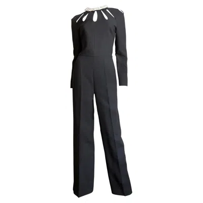 Pre-owned Valentino New Silk Cut Out Jumpsuit In Black