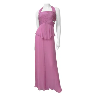 Pre-owned Valentino New Silk Halter Gown With Waist And Back Cut Outs S/s 2007 In Purple