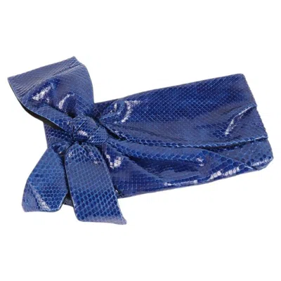 Pre-owned Valentino Garavani Valentino New With Tags. Snake Clutch. In Blue
