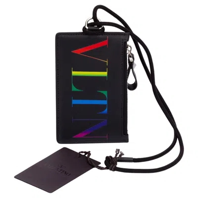 Pre-owned Valentino Garavani Valentino Nib Card Case W-laniard In Black