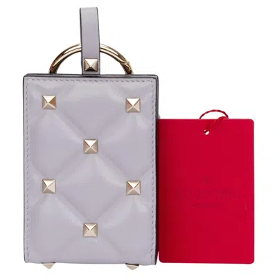 Pre-owned Valentino Garavani Valentino Nib Mirror Keyring-wallet In Gray