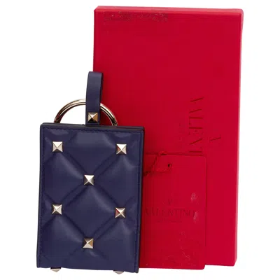 Pre-owned Valentino Garavani Valentino Nib Navy Keyring-wallet In Blue
