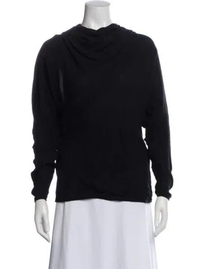 Pre-owned Valentino Night Cowl Neck Long Sleeve Top In Blue