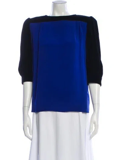 Pre-owned Valentino Night Vintage Crew Neck Blouse In Blue