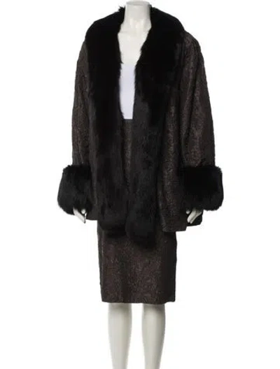 Pre-owned Valentino Night Vintage Late 1970's - Early 1980's Skirt Suit In Brown