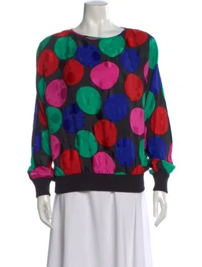 Pre-owned Valentino Night Vintage Polka Dot Print Top In Red