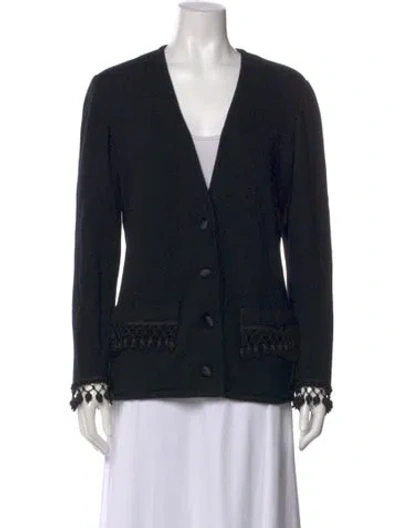 Pre-owned Valentino Night Vintage Virgin Wool Sweater In Black