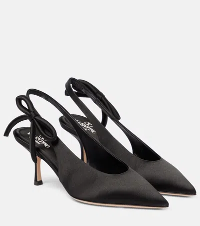 Valentino Garavani Nite-out 70 Satin Slingback Pumps In Black