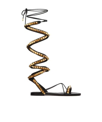 Valentino Garavani No Limit Rivet Flat Sandals In Black