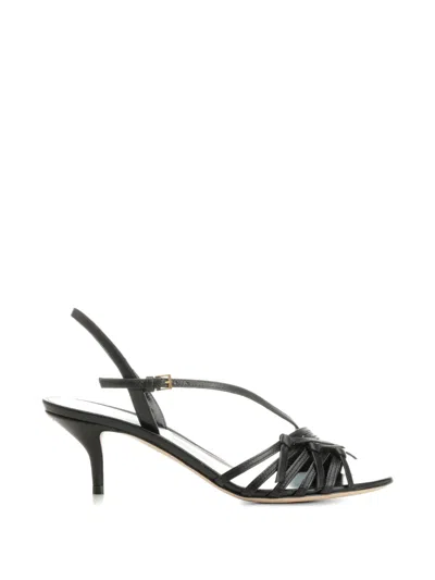 Valentino Garavani Vg Nodine 55 Bow-detailed Leather Slingback Sandals In Black
