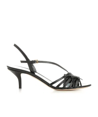 Valentino Garavani Vg Nodine 55 Bow-detailed Leather Slingback Sandals In Black