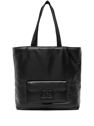 Valentino Garavani Valentino Vlogo Plaque Top Handle Bag In Black
